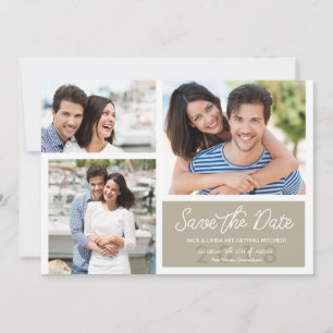 Einfaches modernes Foto rettet die Daten in Ecru Save The Date