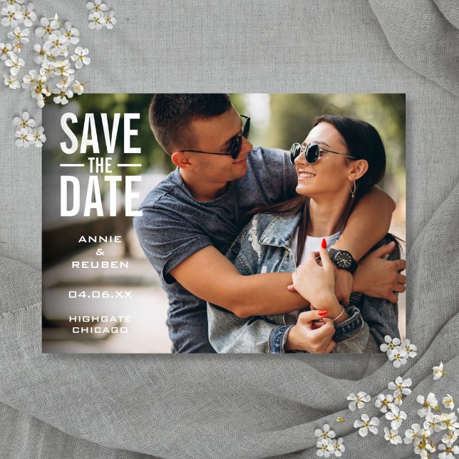 Einfaches modernes Foto Save The Date (Simple Modern Photo Wedding Save The Date)