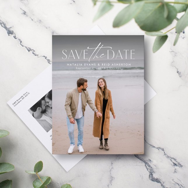 Einfaches, modernes Foto Save the Date Ankündigungspostkarte (Von Creator hochgeladen)