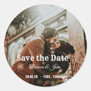 Einfaches modernes Foto Save the Date klassischer Runder Aufkleber