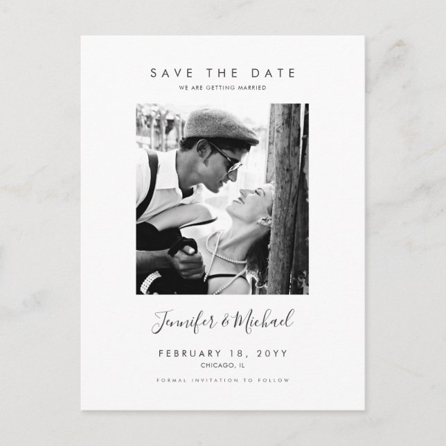 Einfaches modernes Foto Save the Date Postkarte (Vorderseite)