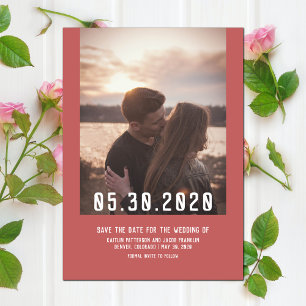 Einfaches modernes Foto Save the Date   Rot