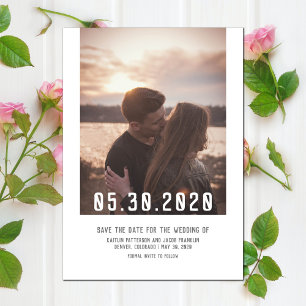 Einfaches modernes Foto Save the Date   weiß