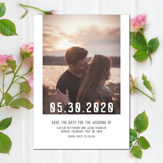Einfaches modernes Foto Save the Date | weiß (Simple Modern Photo Save the Date - White)