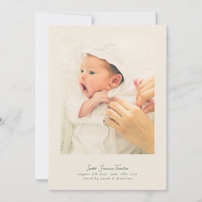 einfaches, modernes Frame 5 Collage Foto Script Ba Ankündigung (Vorderseite)