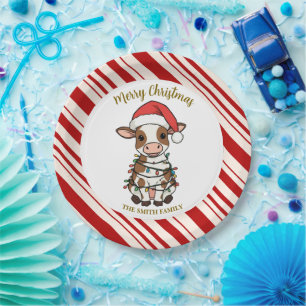 Einfaches modernes frohes Weihnachten Kalb Kuh OX  Pappteller