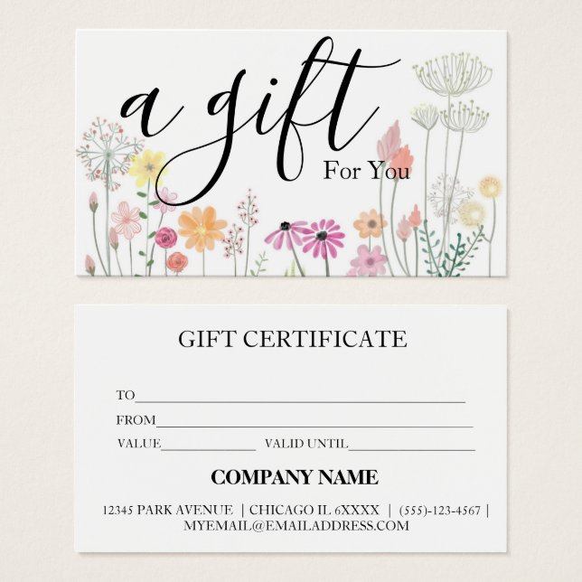 Einfaches & modernes Geschäft Geschenkgutschein (Vorne & Hinten)