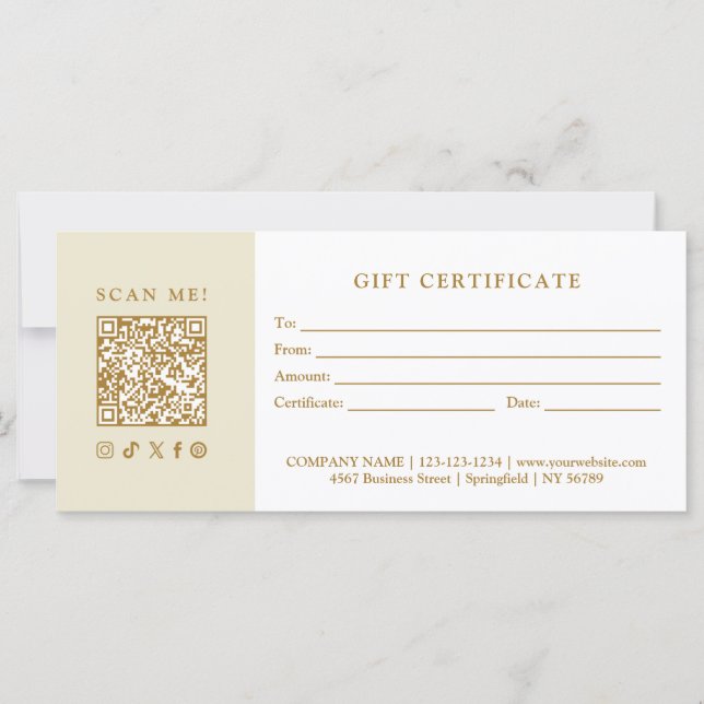 Einfaches modernes Geschäft QR-Code-Geschenkgutsch (Vorderseite)