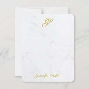 Einfaches modernes Gold-Script-elegantes Monogramm Mitteilungskarte