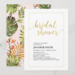 Einfaches modernes Gold Tropical Wedding Brautpart Einladung