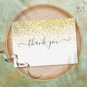 Einfaches modernes goldenes Glitter-Script Dankeskarte