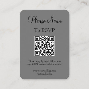 Einfaches, modernes Gray Wedding Scan QR Code Begleitkarte