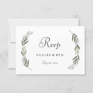 Einfaches modernes grünes Gold-Leaf-Hochzeitsstipe RSVP Karte