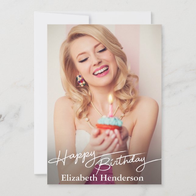 Einfaches modernes Happy Birthday Foto Ankündigung (Vorderseite)