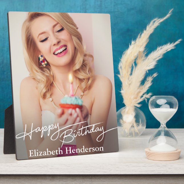 Einfaches modernes Happy Birthday Foto Fotoplatte (Seite)
