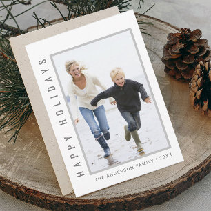 Einfaches modernes Happy Holidays Foto Gray Feiertagskarte