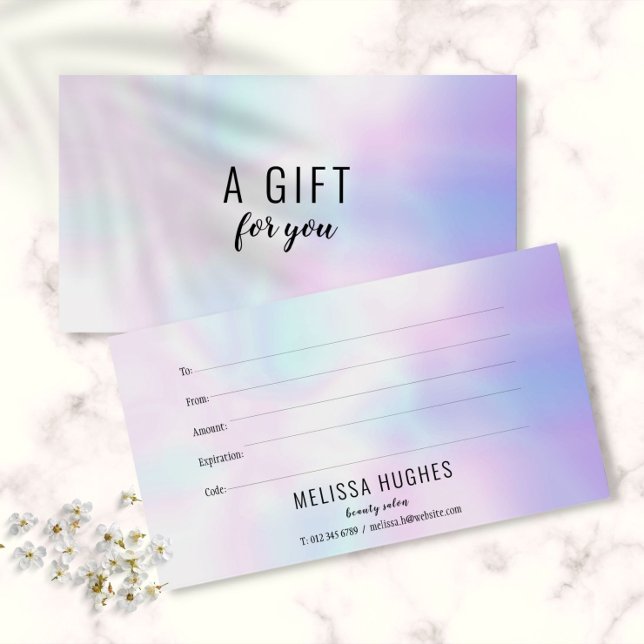 Einfaches, modernes Holografisches Geschenkzertifi (Simple Modern Holographic Gift Certificate)