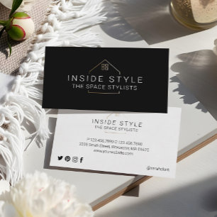 Einfaches Modernes Home-Staging-Logo Schwarz Visitenkarte