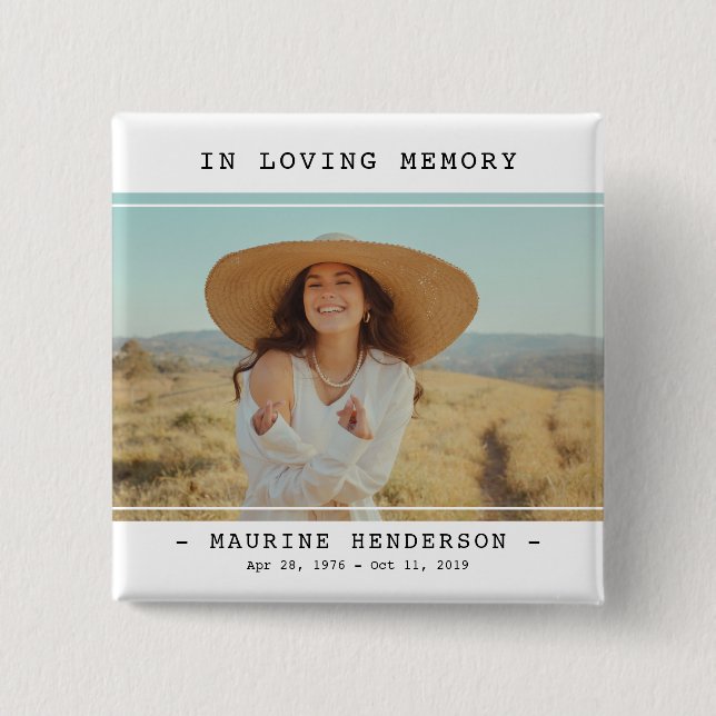 Einfaches modernes In-Loving-Memory-Foto-Memorial  Button (Vorderseite)