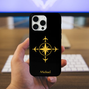 Einfaches modernes Kompass und Flugzeug, individue Case-Mate iPhone Hülle