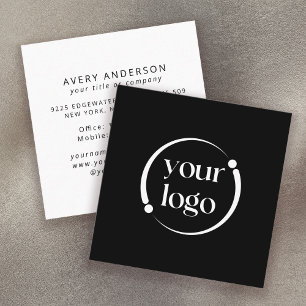 Einfaches modernes Logo auf schwarz Quadratische Visitenkarte