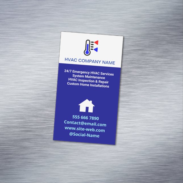 Einfaches, modernes Logo, Berufliches AC HVAC Magnetische Visitenkarte (Beispiel)