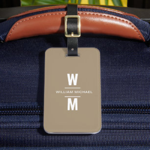 Einfaches, modernes Minimal-Monogramm nach Maß in  Gepäckanhänger