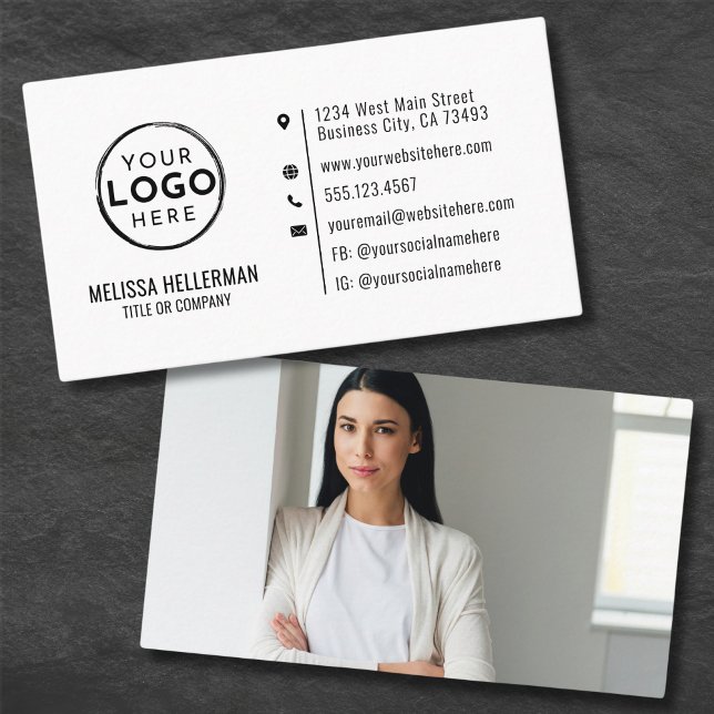 Einfaches, modernes, minimales Berufliches Foto fü Visitenkarte (Simple Modern Minimal Professional Photo Your Logo Business Card)