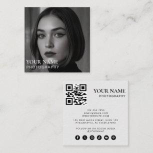 Einfaches modernes minimales Foto QR-Code Social M Quadratische Visitenkarte
