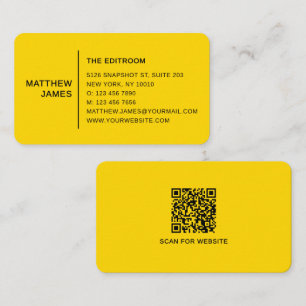 Einfaches modernes minimales golden-gelbes QR-Code Visitenkarte