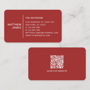 Einfaches Modernes Minimales Warmes Mahagoni-QR-Co Visitenkarte