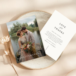 Einfaches modernes Minimalistisches HochzeitsFoto Dankeskarte