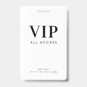 Einfaches modernes minimalistisches VIP-All-Access Ausweis