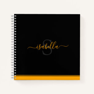Einfaches, modernes, Mit Monogramm Orange-Notebook Notizbuch