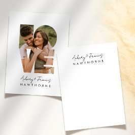 Einfaches modernes Monogram Couple Wedding Foto Mitteilungskarte