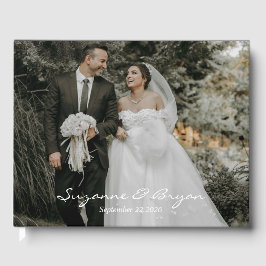 Einfaches modernes Monogram-Foto Hochzeitshaus Gästebuch