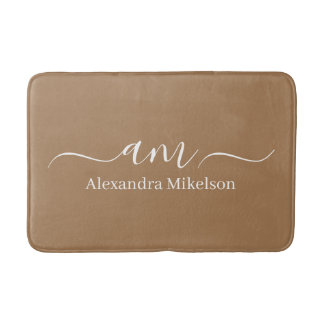 Einfaches modernes Monogramm hellbraun Minimalisti Badematte