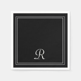 Einfaches, modernes Monogramm-Party aus Schwarz un Serviette