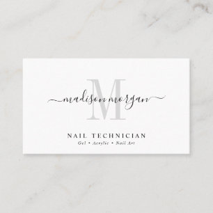 Einfaches modernes Nageltechniker-Script Monogramm Visitenkarte