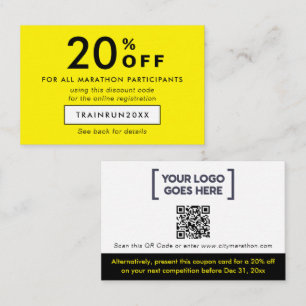Einfaches modernes neon-gelbes Rabatt-Coupon-Logo Rabattkarte