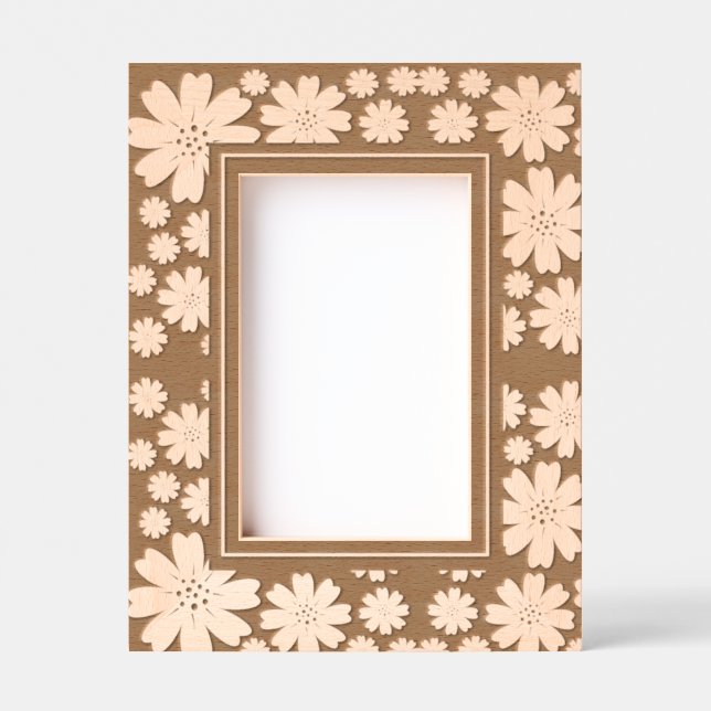 Einfaches, modernes Niedliches Blumenmuster Geätzte Rahmen (Vorderseite)