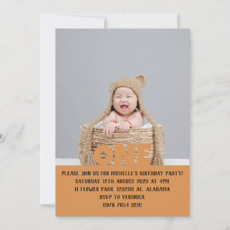 Einfaches, modernes Niedliches First Birthday Baby Einladung