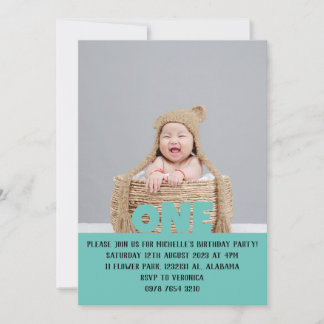 Einfaches, modernes Niedliches First Birthday Baby Einladung