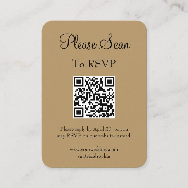 Einfaches, modernes QR-Code für Hochzeiten von Gol Begleitkarte (Vorderseite)