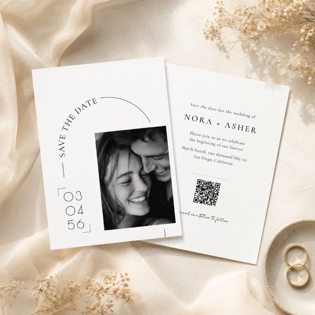 Einfaches modernes QR-Code-Hochzeitsbudget Save-th Save The Date (Von Creator hochgeladen)
