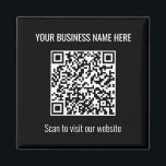 Einfaches, modernes QR Code Square Black Magnet<br><div class="desc">Einfache moderne QR Code Square Black Magnet, bitte personalisieren Sie die Online-Personalisierung Vorlage vor der Bestellung. Bitte ändern Sie die URL (Website-Adresse) für den QR-Code im QR Code URL-Feld in Ihre Business-Website-Adresse, sodass der QR-Code automatisch für Sie generiert wird. Bitte ändern Sie auch das Feld Text 1 in Ihren Firmennamen...</div>