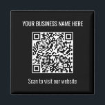 Einfaches, modernes QR Code Square Black Magnet<br><div class="desc">Einfache moderne QR Code Square Black Magnet, bitte personalisieren Sie die Online-Personalisierung Vorlage vor der Bestellung. Bitte ändern Sie die URL (Website-Adresse) für den QR-Code im QR Code URL-Feld in Ihre Business-Website-Adresse, sodass der QR-Code automatisch für Sie generiert wird. Bitte ändern Sie auch das Feld Text 1 in Ihren Firmennamen...</div>