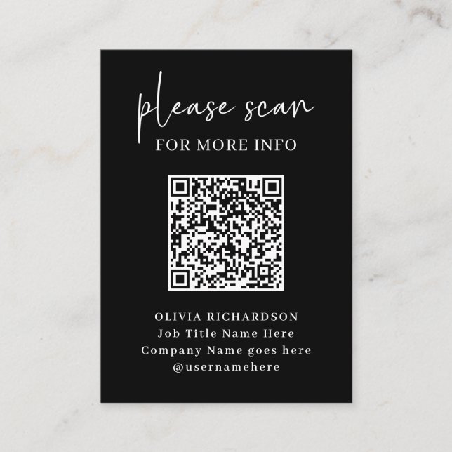 Einfaches, modernes QR-Format mit Logo-Back | Schw Visitenkarte (Vorderseite)