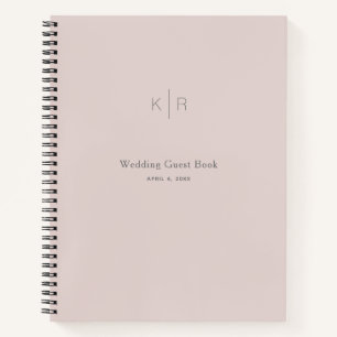 Einfaches, modernes Rosa Gray Wedding Gästebuch Notizbuch