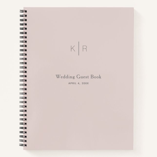Einfaches, modernes Rosa Gray Wedding Gästebuch Notizbuch (Vorderseite)